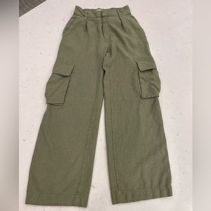 Abercrombie & Fitch High Waist Linen Blend Cargo Pant, XS
